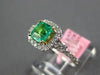 ESTATE 1.17CT DIAMOND & AAA EMERALD 18KT TWO TONE GOLD 3D SQUARE ENGAGEMENT RING