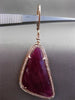 ANTIQUE LARGE 29.0CT DIAMOND & RED CORRUNDUM RUBY 14KT ROSE GOLD DROP EARRINGS