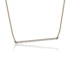 ESTATE .19CT ROUND DIAMOND 14KT YELLOW GOLD 3D SIMPLE CLASSIC BAR LOVE NECKLACE