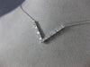 ESTATE .35CT ROUND & BAGUETTE DIAMOND 14K WHITE GOLD 3D CLASSIC V SHAPE NECKLACE