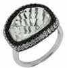 WIDE 13.20CT WHITE & BLACK DIAMOND & AAA WHITE TOPAZ 14KT WHITE GOLD 3D FUN RING