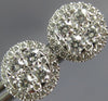 ESTATE LARGE .92CT DIAMOND 18KT WHITE GOLD 9mm CLUSTER ROUND HALO STUD EARRINGS