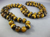 ESTATE LONG CLASSIC 3D 10mm TIGER EYE STRIDE BEADED FUN NECKLACE #25891