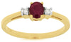 .53CT DIAMOND & AAA RUBY 14KT YELLOW GOLD OVAL & ROUND 3 STONE FRIENDSHIP RING