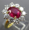 ESTATE LARGE 3.8CT DIAMOND & AAA RUBY 18K YELLOW GOLD & PLATINUM ENGAGEMENT RING