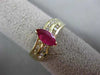 ESTATE .80CT DIAMOND & AAA RUBY 14K YELLOW GOLD 3D MARQUISE WAVE ENGAGEMENT RING