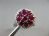 ESTATE LARGE 1.80CT DIAMOND & AAA RUBY 18KT WHITE GOLD 3D HALO FLOWER LOVE RING