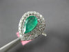 ESTATE LARGE 2.09CT DIAMOND & AAA EMERALD 18K WHITE GOLD 3D HALO ENGAGEMENT RING