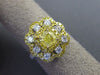 ESTATE LARGE 1.05CT WHITE & FANCY YELLOW DIAMOND 18K 2 TONE GOLD ENGAGEMENT RING