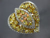 ESTATE EXTRA LARGE 2.88CT WHITE & FANCY YELLOW DIAMOND 18K TWO TONE GOLD 3D RING