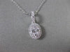 ESTATE .45CT DIAMOND 18KT WHITE GOLD 3D OVAL CLUSTER FLOATING PENDANT & CHAIN