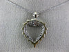 ESTATE .38CT DIAMOND 14KT WHITE GOLD 3D CLASSIC LOVE OPEN HEART PENDANT #18007