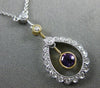 ANTIQUE .43CT DIAMOND & AMETHYST 14KT WHITE GOLD 3D FILIGREE FLOATING NECKLACE