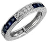 ESTATE .95CT DIAMOND & AAA SAPPHIRE 14KT WHITE GOLD 3D FILIGREE ANNIVERSARY RING