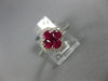 ESTATE .96CT DIAMOND & AAA RUBY 18KT WHITE GOLD 3D CLASSIC HALO FLOWER LOVE RING