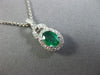 ESTATE 1.14CT DIAMOND & AAA EMERALD 14K WHITE GOLD CLASSIC OVAL FILIGREE PENDANT