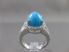 ESTATE WIDE 1.11CT DIAMOND & AAA TURQUOISE 14KT WHITE GOLD HALO FUN RING #18927