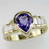 1.95CT DIAMOND & AAA TANZANITE 14KT YELLOW GOLD 3D PEAR SHAPE ENGAGEMENT RING