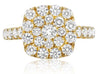 ESTATE 2.09CT ROUND CUT DIAMOND 14KT YELLOW GOLD SQUARE CLUSTER FLOWER LOVE RING