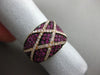 ESTATE LARGE .79CT DIAMOND & PINK SAPPHIRE 18K ROSE GOLD 3D CRISS CROSS FUN RING