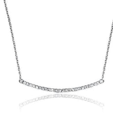 ESTATE .18CT ROUND DIAMOND 14KT WHITE GOLD 3D CURVE CLASSIC BAR LOVE NECKLACE