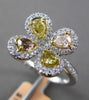 ESTATE 1.52CTW WHITE & PINK & YELLOW DIAMOND 18KT TWO TONE GOLD FLOWER FUN RING