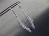 ESTATE LARGE .57CT DIAMOND 14KT WHITE GOLD 3D WAVE LEAF HANGING EARRINGS