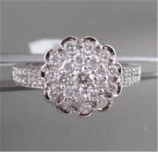 ANTIQUE WIDE18K GOLD .64CT DIAMOND FLOWER COCKTAIL RING