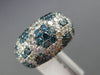 ESTATE WIDE 4.68CT WHITE & BLUE DIAMOND 14KT WHITE GOLD 3D MULTI ROW FLOWER RING