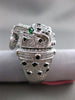 ESTATE MASSIVE 2.58CT DIAMOND & EMERALD 18KT WHITE GOLD 3D FIERCE TIGER FUN RING