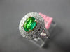 ESTATE 1.20CT DIAMOND & AAA EMERALD 18KT 2 TONE GOLD DOUBLE HALO ENGAGEMENT RING