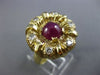 ESTATE LARGE 1.45CT DIAMOND & AAA CABOCHON RUBY 14KT YELLOW GOLD 3D FLOWER RING