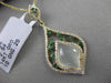 ESTATE 3.13CT DIAMOND & EMERALD & AGATE 14K YELLOW GOLD 3D FLOATING PENDANT