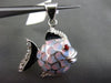 ESTATE .12CT OLD MINE DIAMOND 14KT WHITE GOLD 3D ENAMEL LUCKY FISH PENDANT