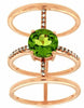 ESTATE 1.43CT DIAMOND & AAA PERIDOT 14KT ROSE GOLD 3D ROUND 3 ROW SOLITAIRE RING