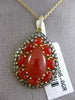 ESTATE LARGE .51CT WHITE & FANCY DIAMOND & RED AGATE 14KT YELLOW GOLD 3D PENDANT