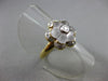 ANTIQUE WIDE .20CT DIAMOND & AAA WHITE QUARTZ 18K 2 TONE GOLD FLOWER RING #21715