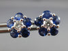 ESTATE 1.76CT DIAMOND & AAA SAPPHIRE 18KT WHITE GOLD 3D CLUSTER FLOWER EARRINGS