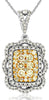 ESTATE 1.61CT WHITE & FANCY YELLOW DIAMOND 14KT WHITE GOLD SQUARE FLOWER PENDANT