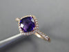 ESTATE 1.02CT DIAMOND & AAA AMETHYST 14KT ROSE GOLD 3D CUSHION FUN LOVE RING