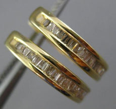 ESTATE .52CT DIAMOND 14KT YELLOW GOLD 3D CLASSIC BAGUETTE HUGGIE EARRINGS 2.5mm