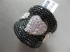 ESTATE MASSIVE 2.24CT WHITE BLACK DIAMOND 18K 2 TONE GOLD PAVE 3 HEART LOVE RING