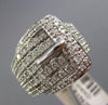 ESTATE LARGE .85CT ROUND DIAMOND 14KT WHITE GOLD 3D MULTI ROW BELT COCKTAIL RING