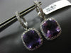 ESTATE LARGE 14.75CT DIAMOND & AMETHYST 18KT WHITE GOLD SQUARE HANGING EARRINGS