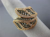 LARGE 1.0CT WHITE & CHOCOLATE FANCY DIAMOND 14KT ROSE GOLD LEAF CRISS CROSS RING