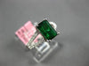 ESTATE .98CT DIAMOND & AAA EMERALD 18K WHITE GOLD 3D RECTANGULAR ENGAGEMENT RING