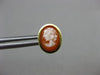 ESTATE OVAL 14KT YELLOW GOLD HANDCRAFTED LADY SHELL CAMEO EARRINGS 10mm #19573