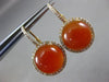 ESTATE 7.30CT DIAMOND & RED AGATE 14KT YELLOW GOLD ROUND HALO LEVERBACK EARRINGS
