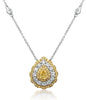 ESTATE 1.61CT WHITE & FANCY YELLOW DIAMOND 18K 2 TONE GOLD 3D TEAR DROP NECKLACE