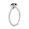 ESTATE 1.49CT DIAMOND & AAA SAPPHIRE 18K WHITE GOLD CLASSIC HALO ENGAGEMENT RING